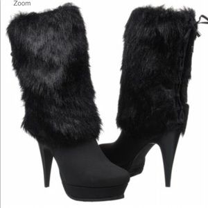 LUICHINY FORTUNE FAUX FUR HEELED BOOTS